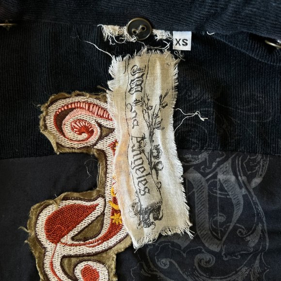 Johnny Was Embroidered Corduroy "Yellow Rose of Texas" Jacket Size XS Black Boho - Picture 9 of 12